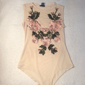 Sheer floral bodysuit